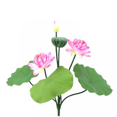 Cành sen giả 2 hoa 1 nụ 1 đài